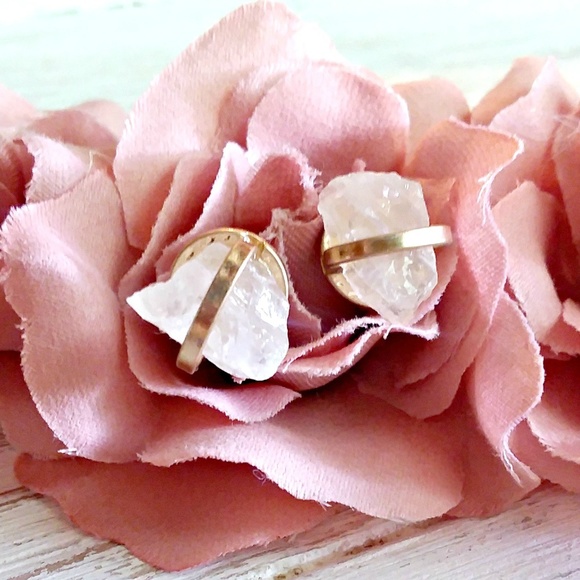 Clear Quartz Crystal BOHO Stud Earrings - Picture 2 of 3